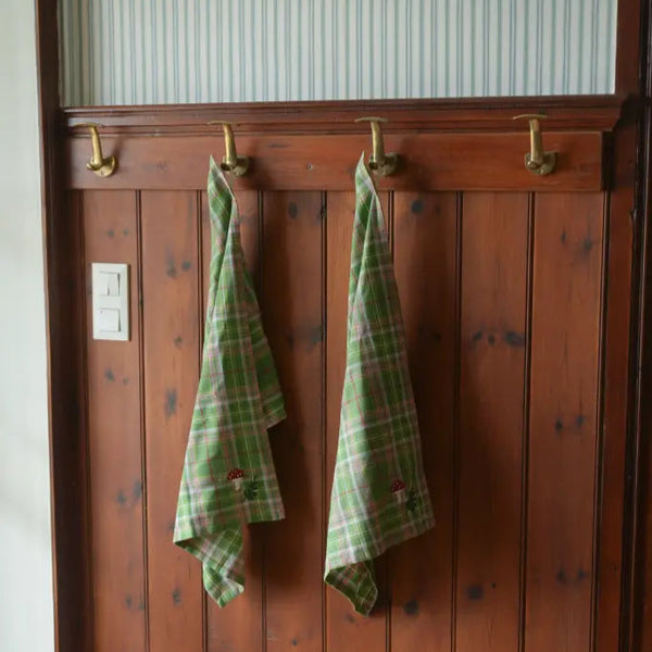 Mushroom Kitchen Towels Green, Set of 2