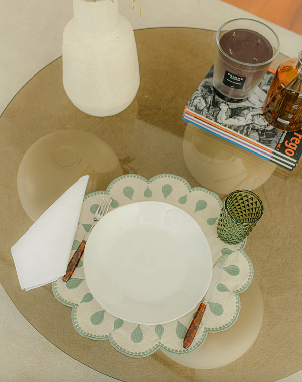 Placemats Gotas, Beige with Green