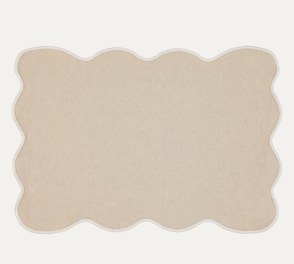 Placemats Palm, Beige with White