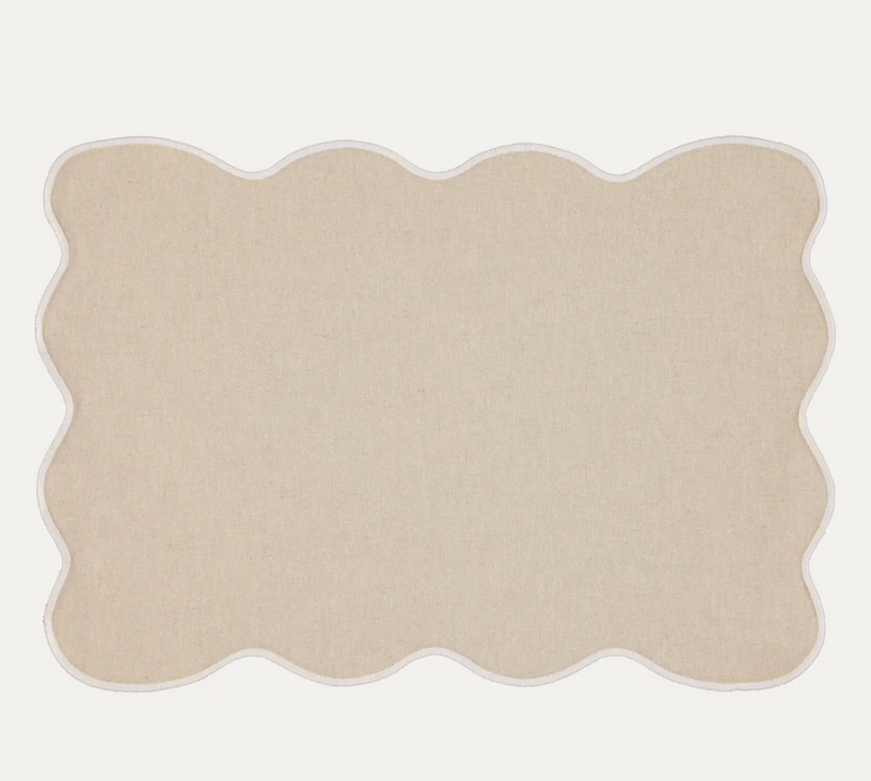 Placemats Palm, Beige with White
