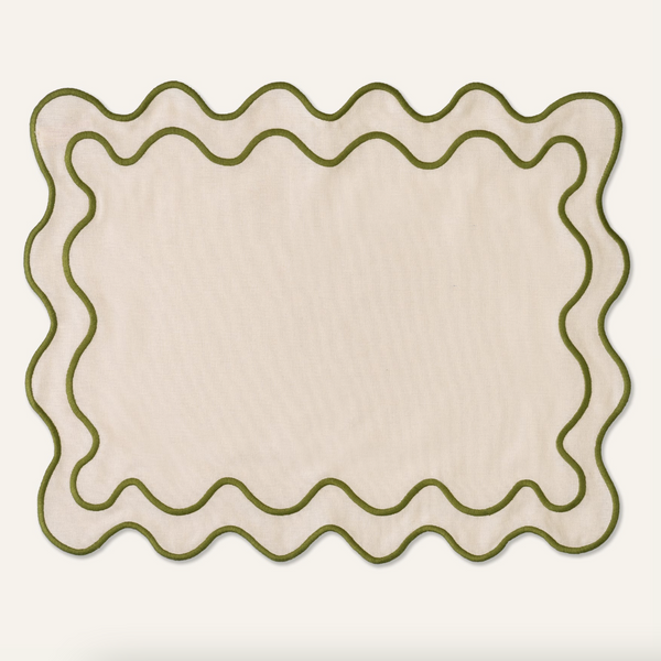Wavy Placemats Beige/Green