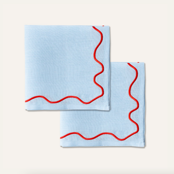 Wavy Napkins Blue/Red