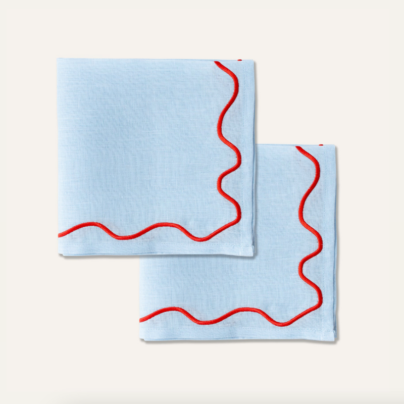 Wavy Napkins Blue/Red