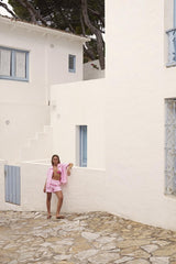 Light Pink Checkered Short Set